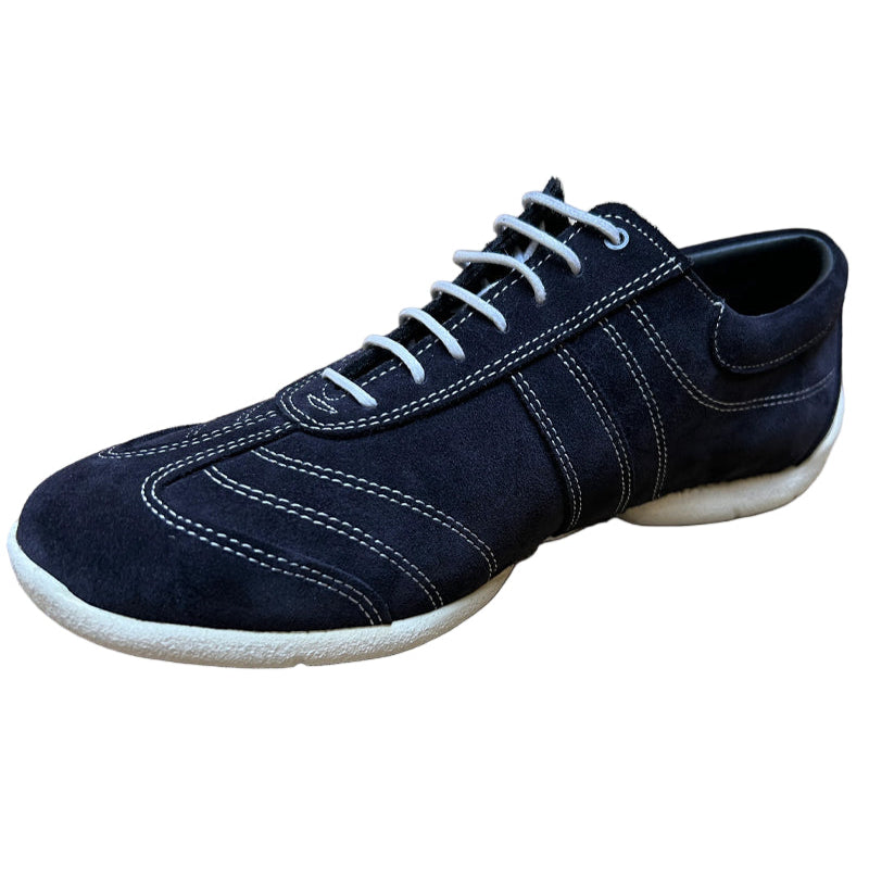 Portdance Blue Suede Leather Dance Trainer with Contrast Stitching