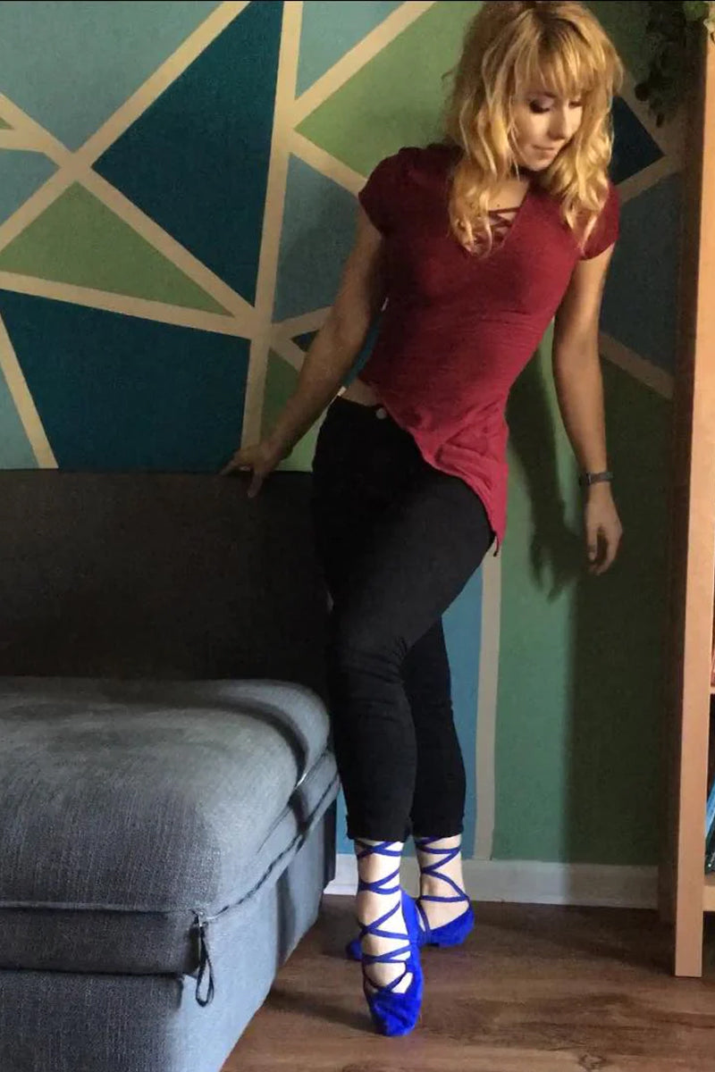 Juliette Ballet Flat Blue with flexible laces