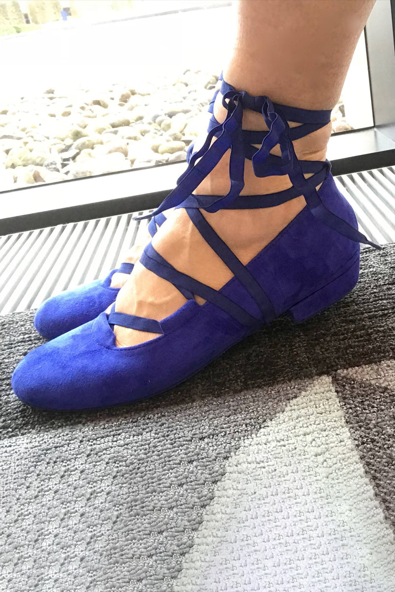 Juliette Ballet Flat Blue with flexible laces
