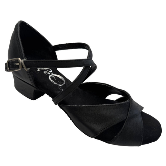 FINAL SALE Leo Dance Black Leather Classic Heel