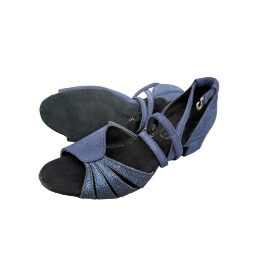 FINAL SALE (SAMPLE ) Leo Dance Blue Suede Textured Strap Dance Sandal