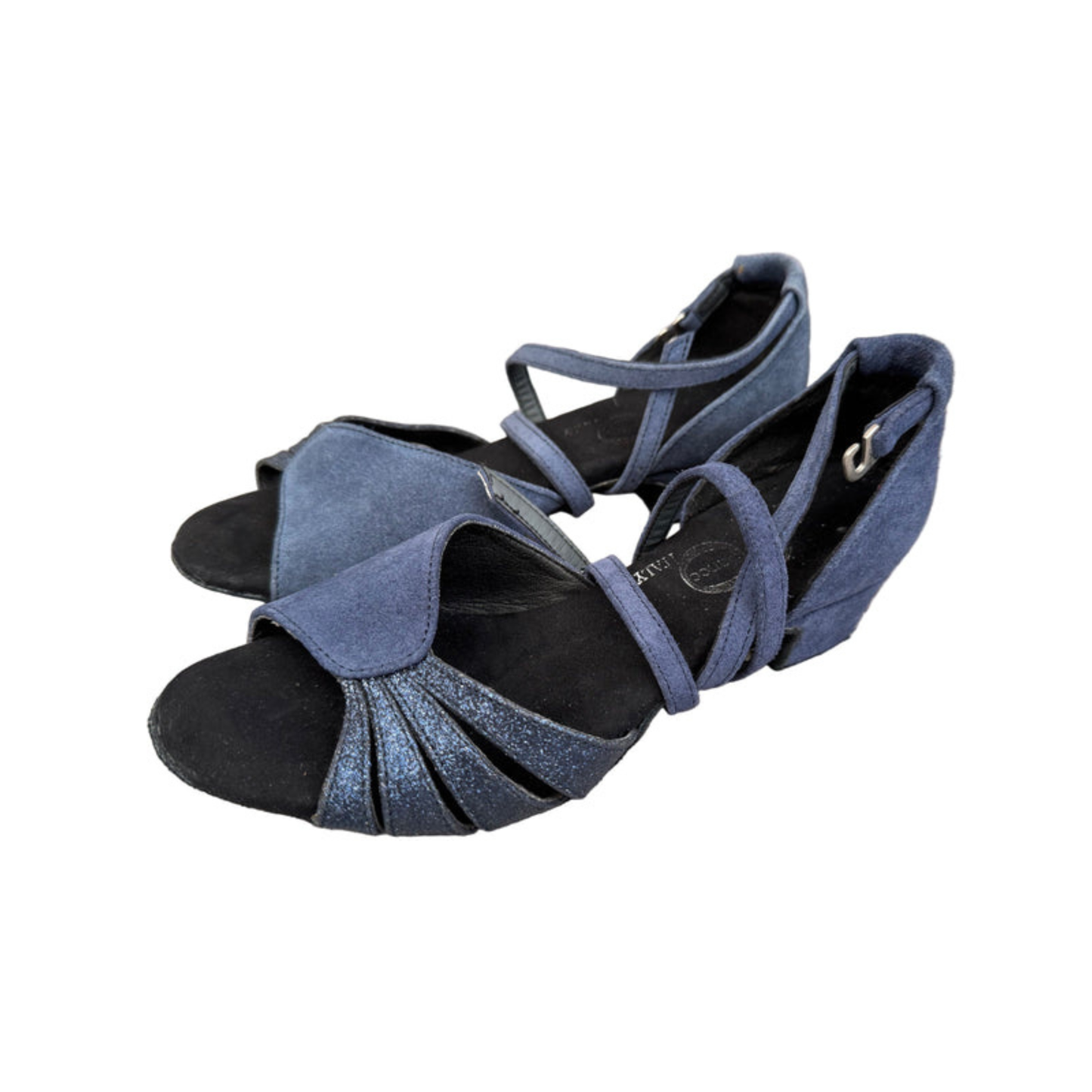 FINAL SALE (SAMPLE ) Leo Dance Blue Suede Textured Strap Dance Sandal