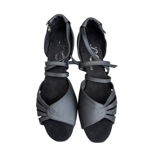 FINAL SALE (SAMPLE) Leo Dance black sparkle strap sandal