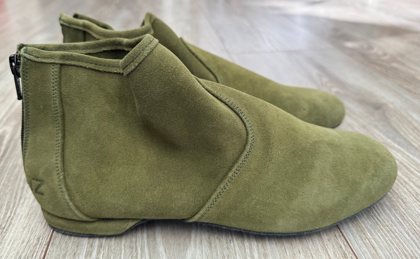 Torri Zzaoui Dance Suede Bootie Forrest Green