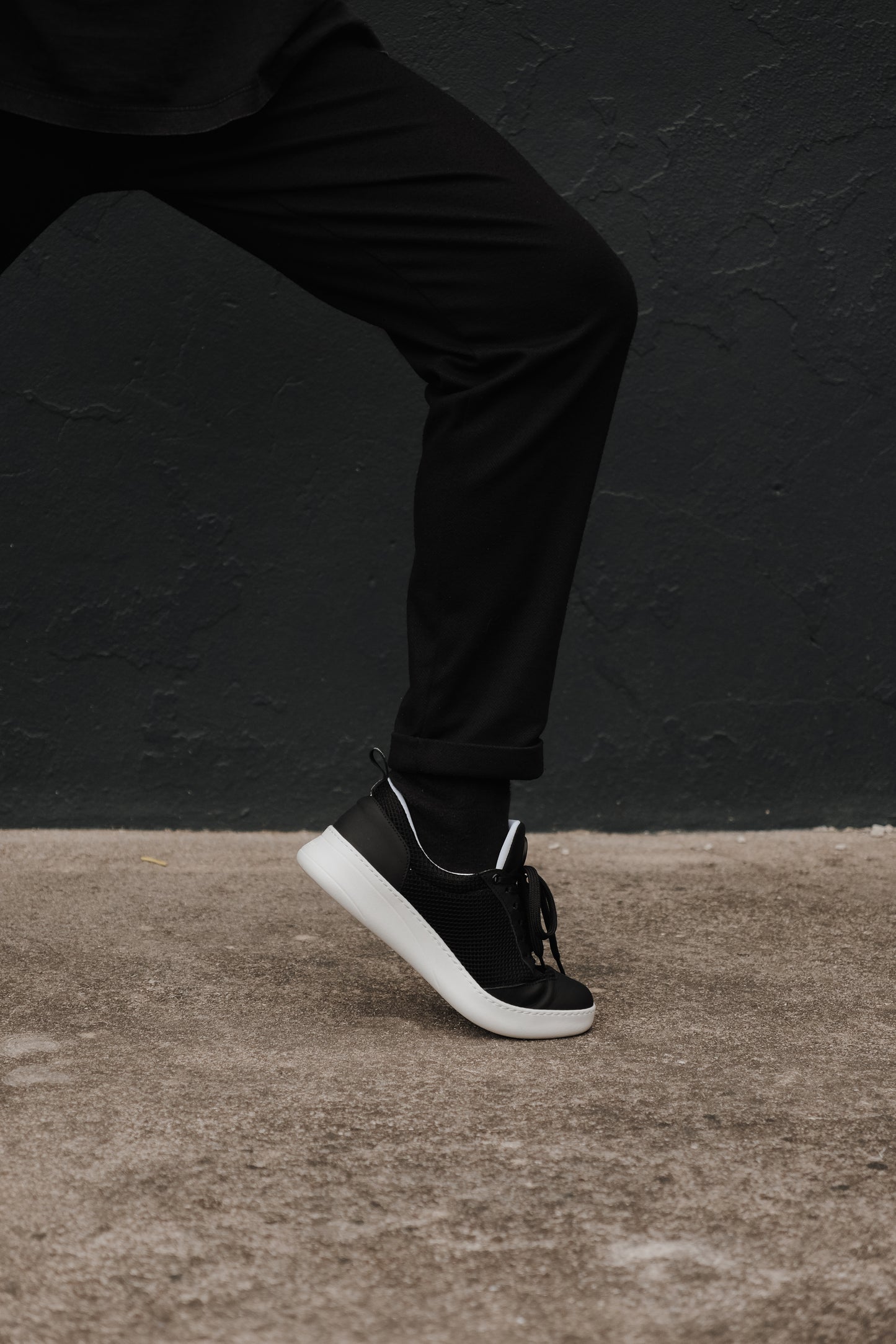 Portdance PD GR OPORTO Black Leather/Mesh Dance Sneaker- Groovies