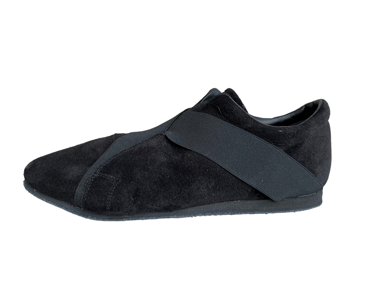 Flexee Cross Stretch -Black Leather and Elastic Slip On Dance Trainer