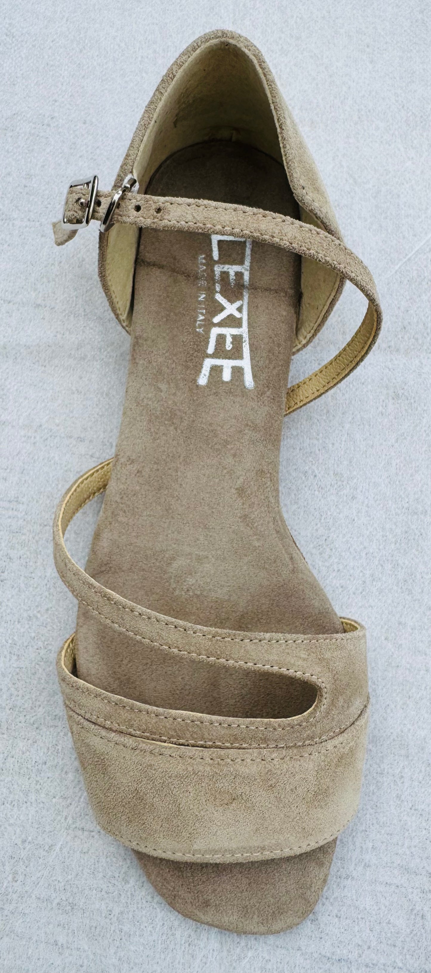 Flexee Brand Leiya Dance Sandal- Stone Italian Leather Suede Sole