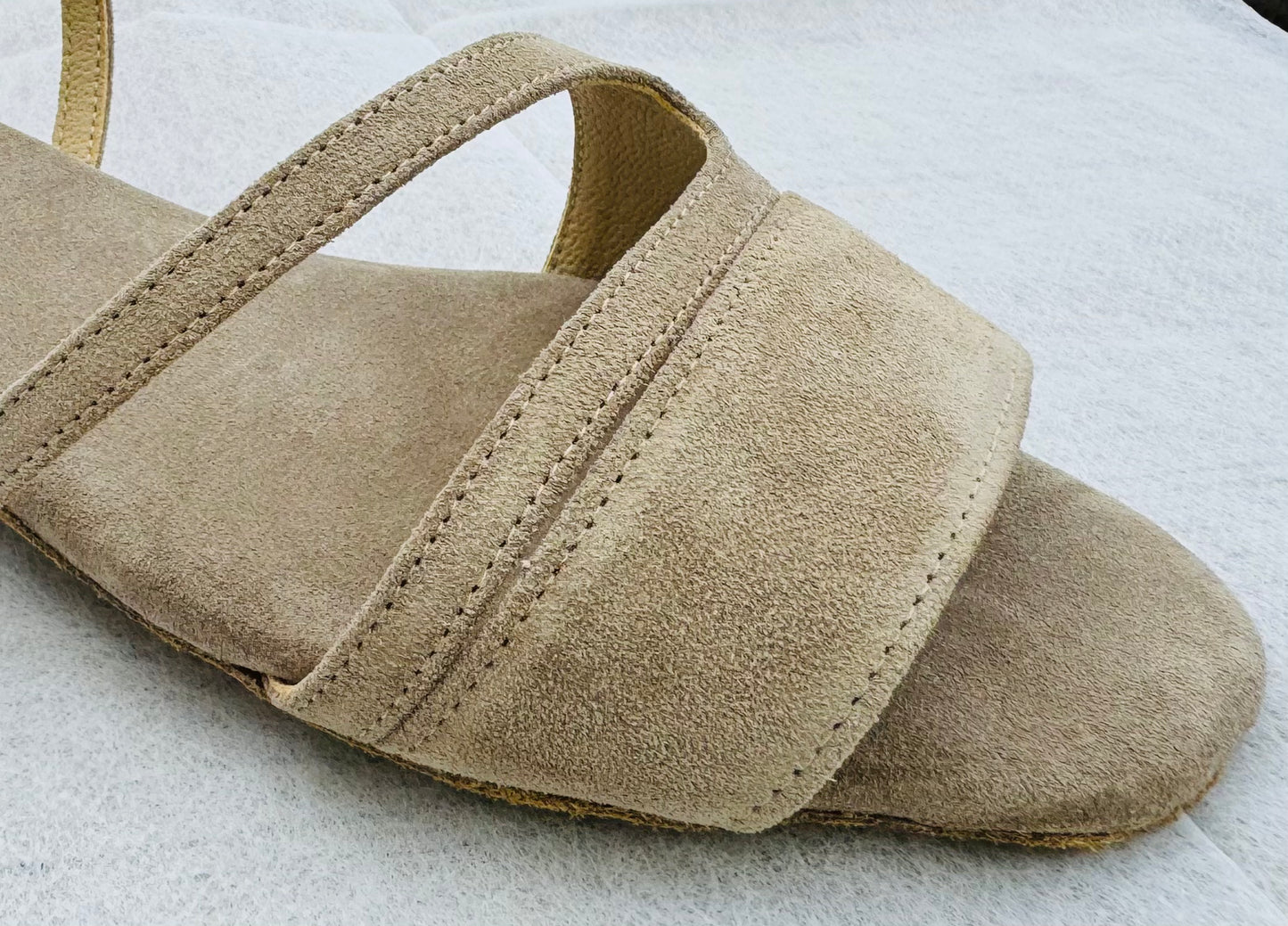 Flexee Brand Leiya Dance Sandal- Stone Italian Leather Suede Sole