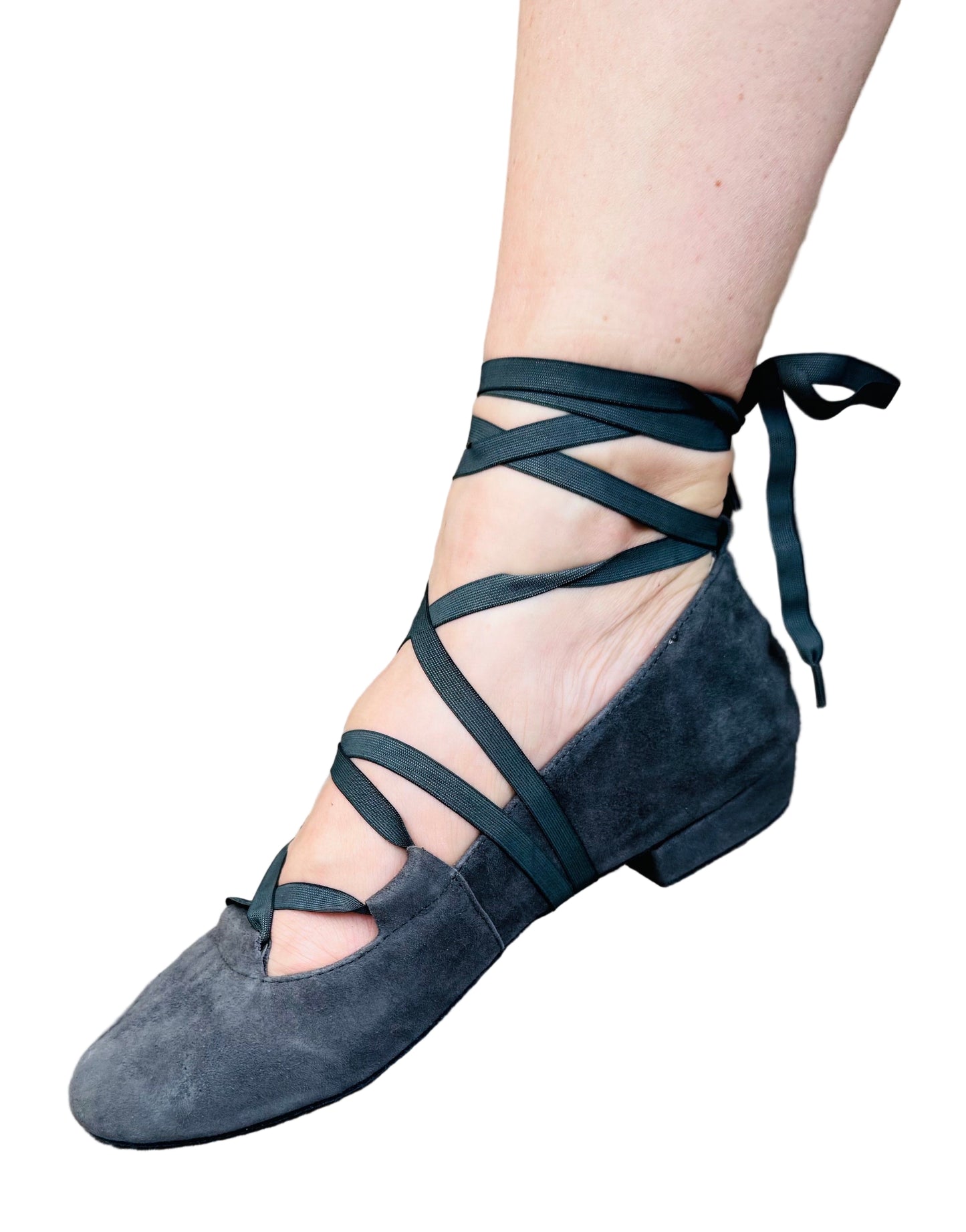 Juliette Ballet Flat Charcoal with flexible laces
