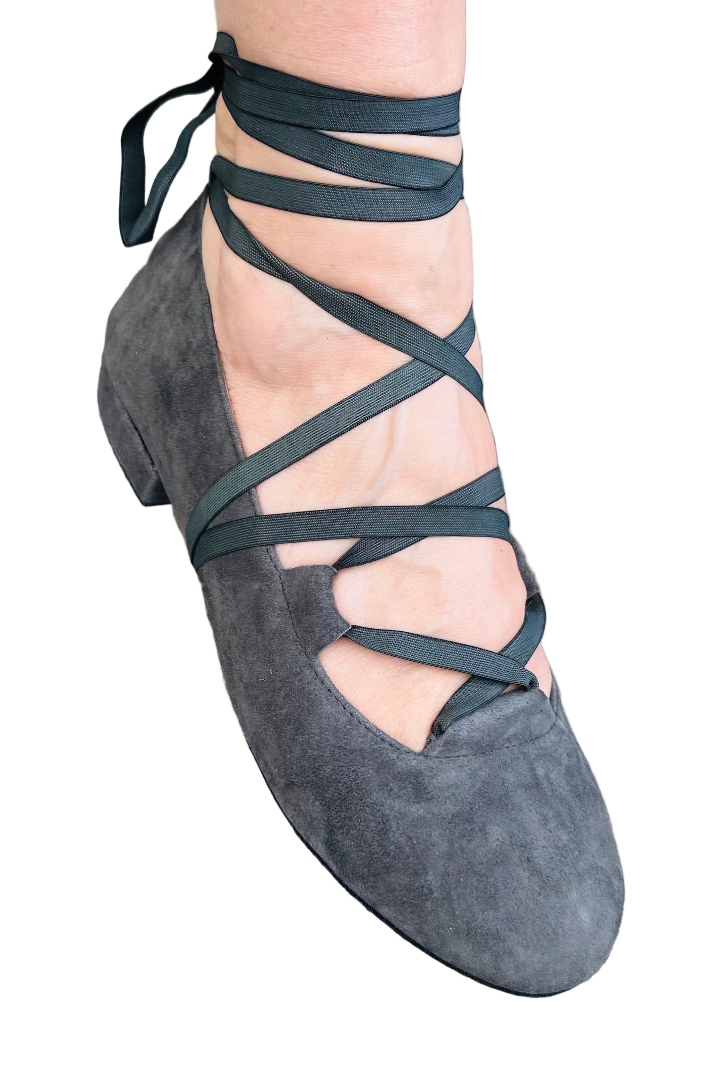 Juliette Ballet Flat Charcoal with flexible laces
