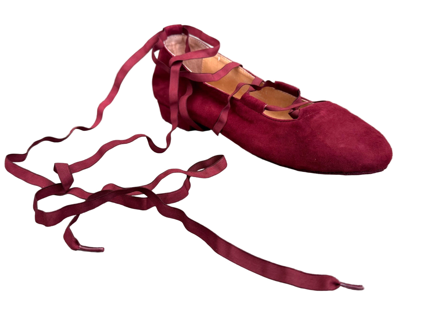 Juliette Ballet Flat Wine with flexible laces