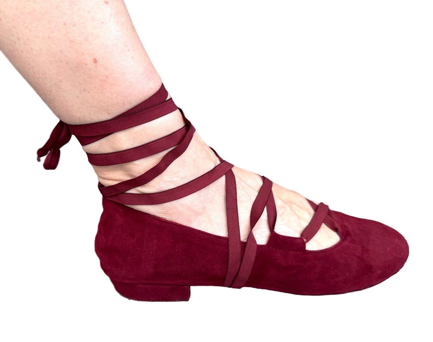 Juliette Ballet Flat Wine with flexible laces