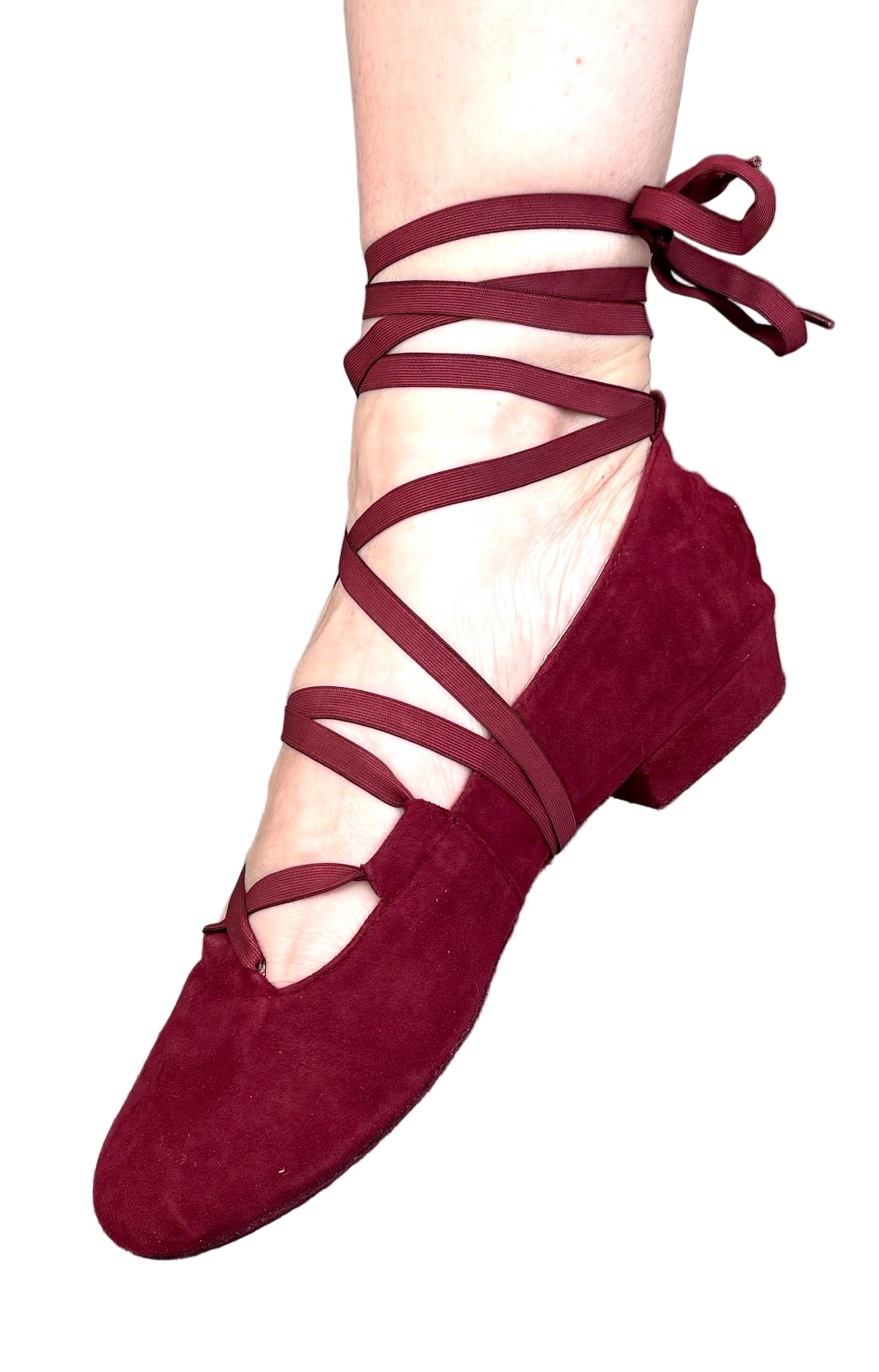 Juliette Ballet Flat Wine with flexible laces
