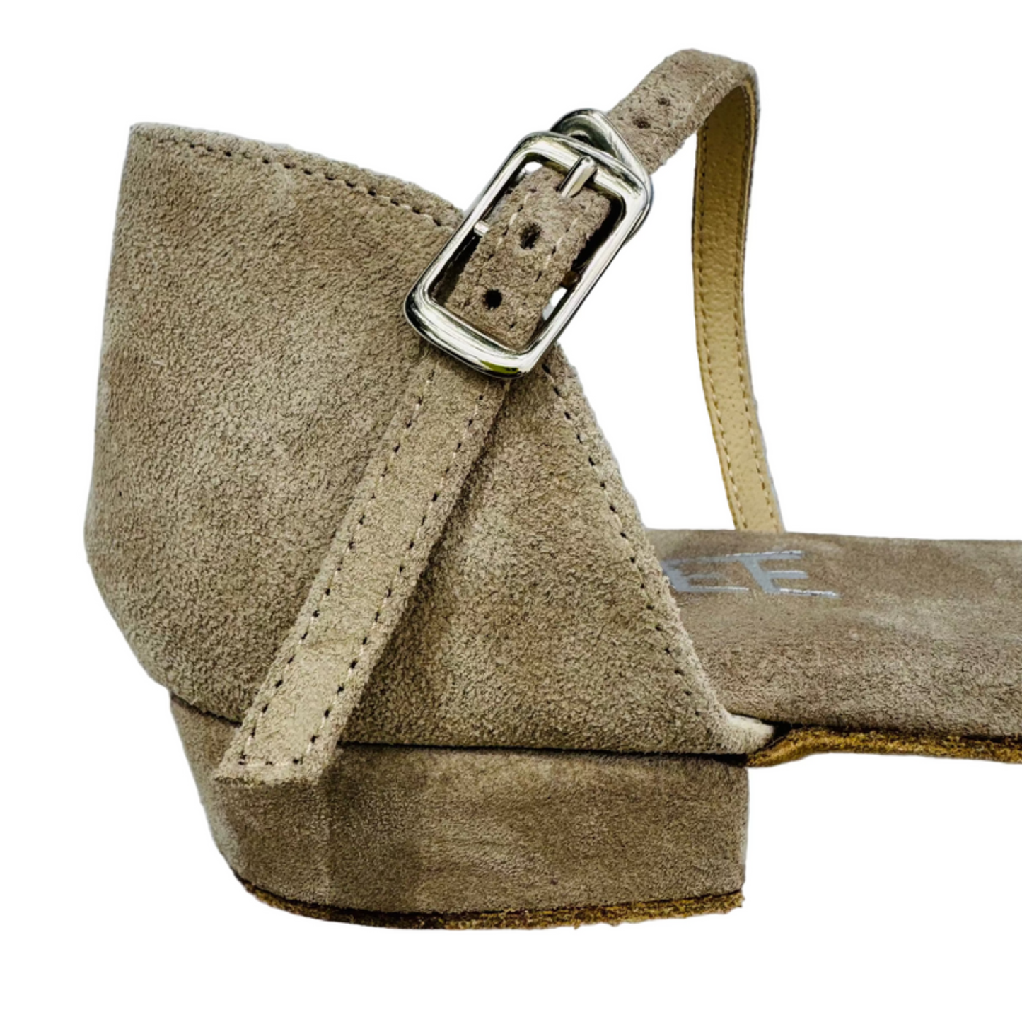 Flexee Brand Leiya Dance Sandal- Stone Italian Leather Suede Sole