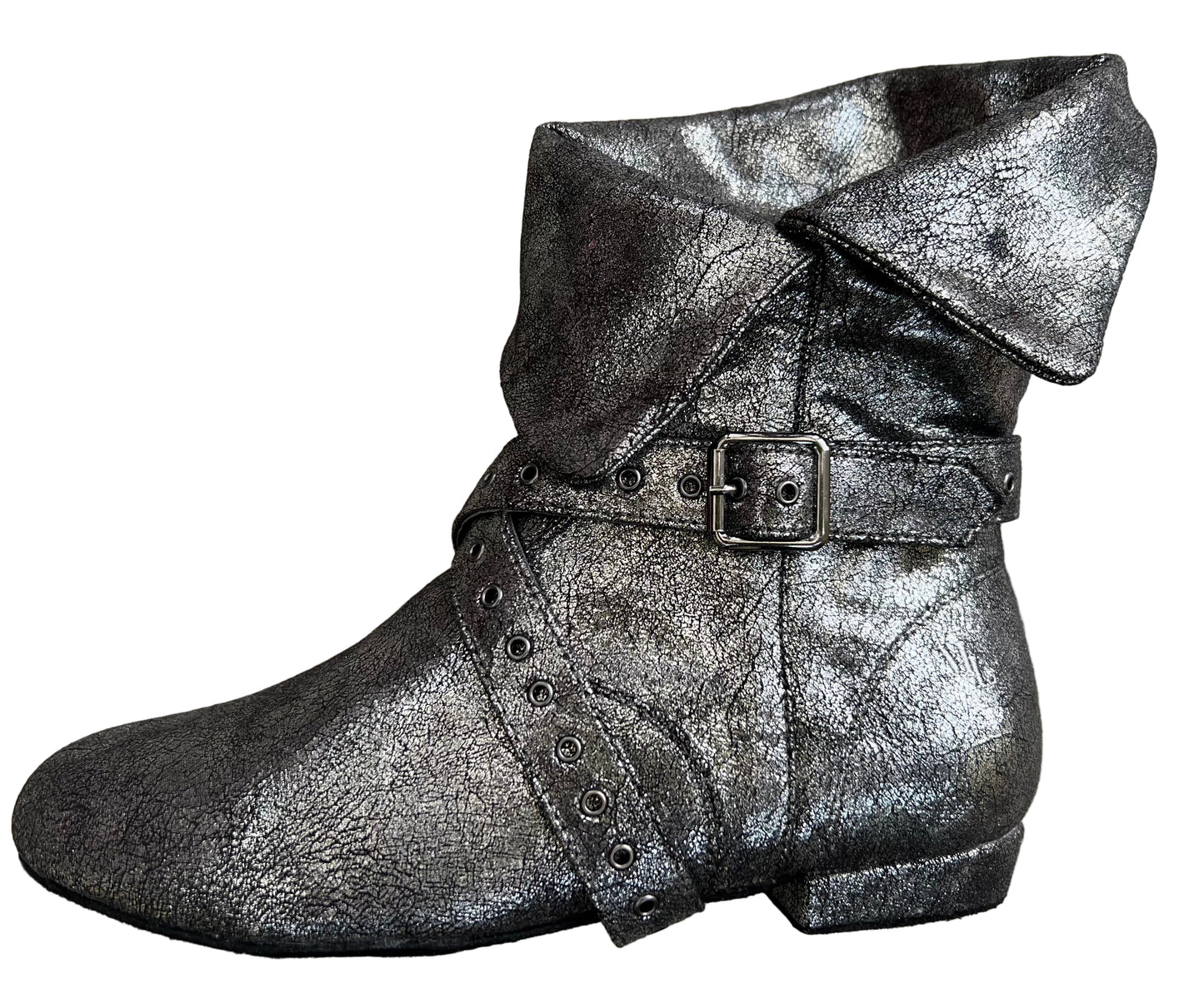 Tinker Bell Boot Silver on Black Micro Suede