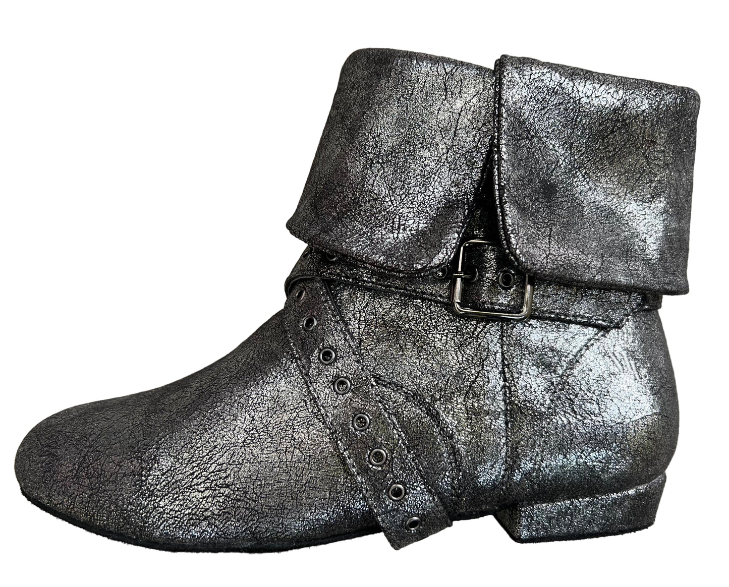 Tinker Bell Boot Silver on Black Micro Suede