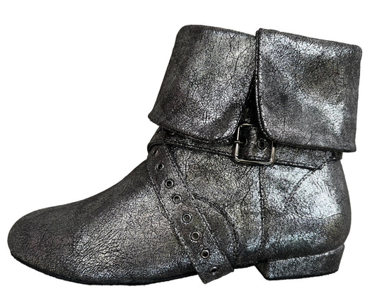 Tinker Bell Boot Silver on Black Micro Suede