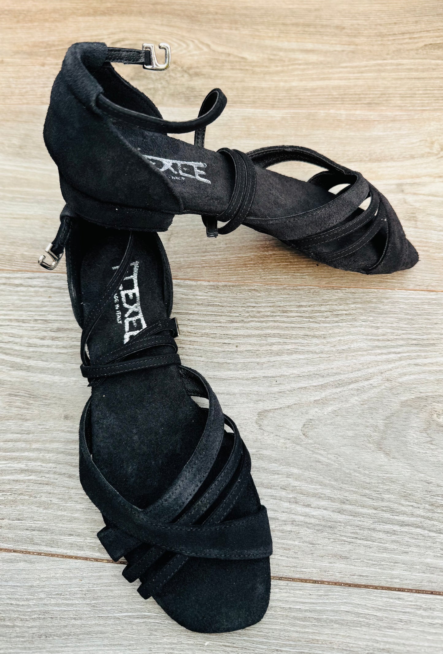 Sonjia Black Suede Low Heel Dance Sandal