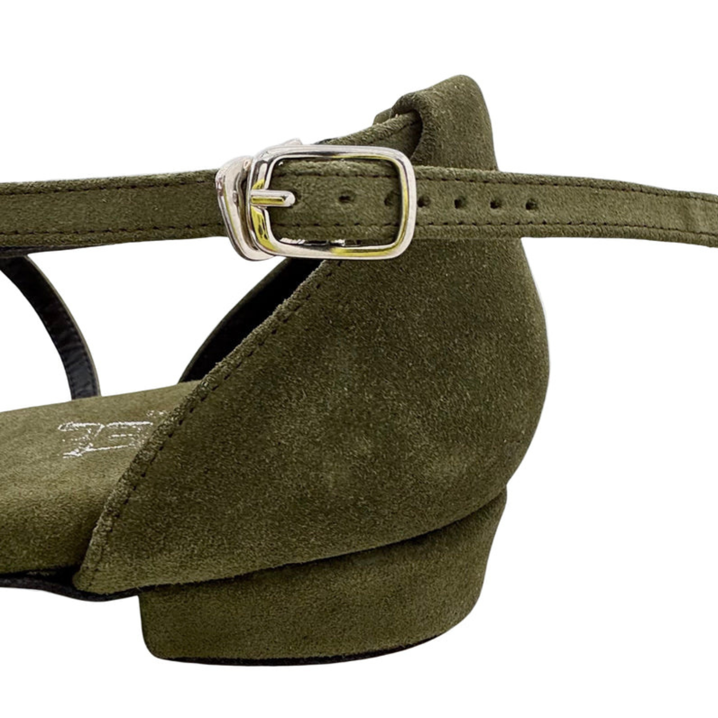 Sonjia Verde Suede Low Heel Dance Sandal