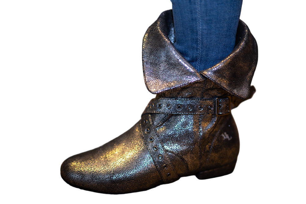 Tinker Bell Boot Silver on Black Micro Suede