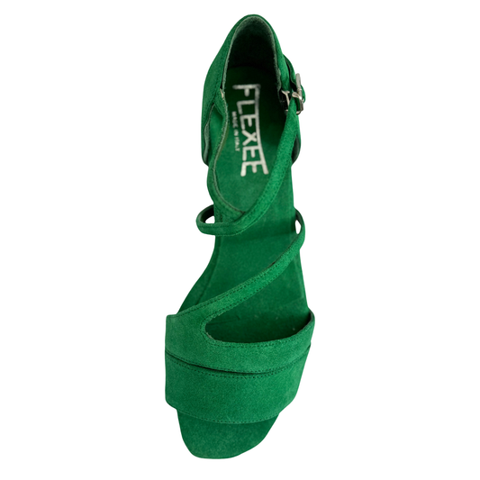 Flexee Brand - Exclusive Collection Jewel Dance Sandal - Emerald Italian Leather Suede Sole