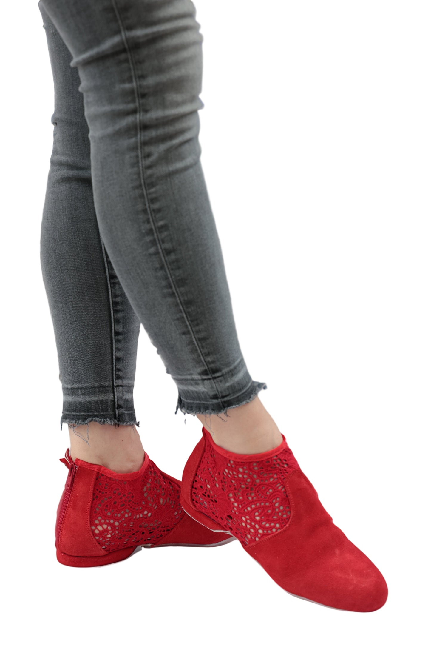 FINAL SALE Torri Zzaoui Dance Lace Bootie Red
