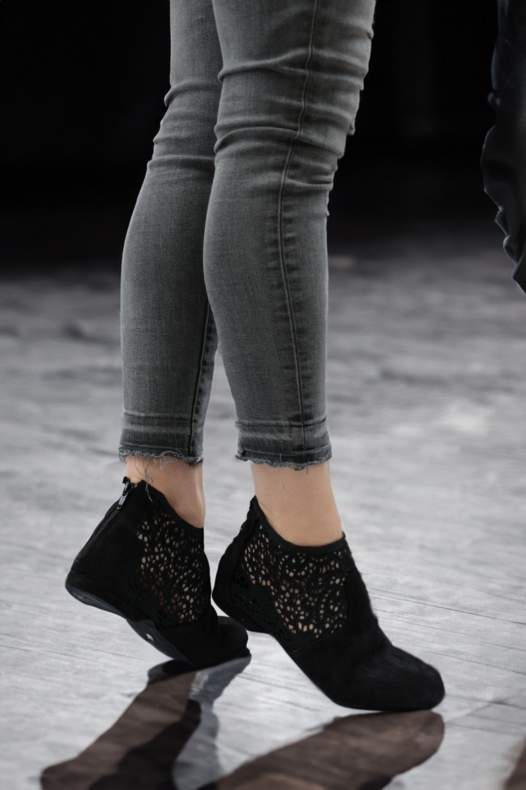 Torri Zzaoui Dance Lace Bootie Black