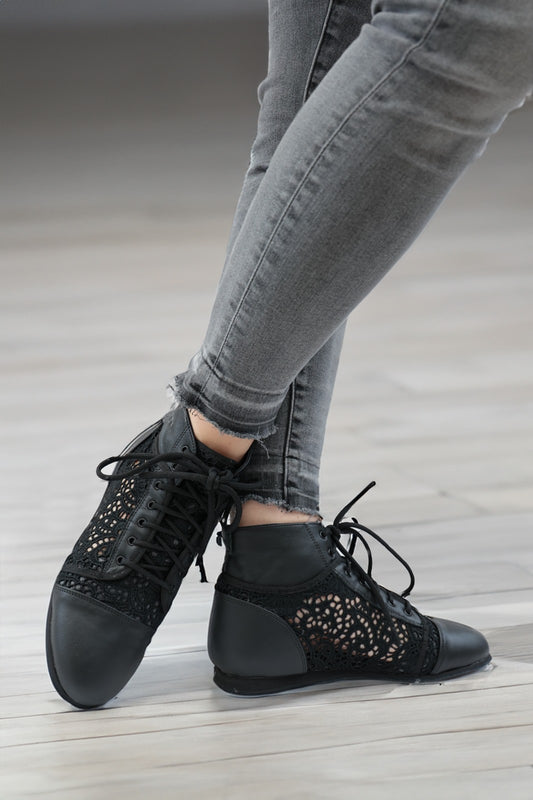 Gina Lace Dance Bootie Black