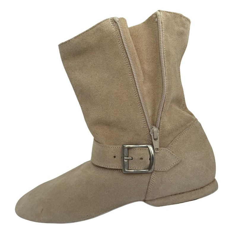 FINAL SALE Leo Dance Beige Suede Short Boot with Buckle