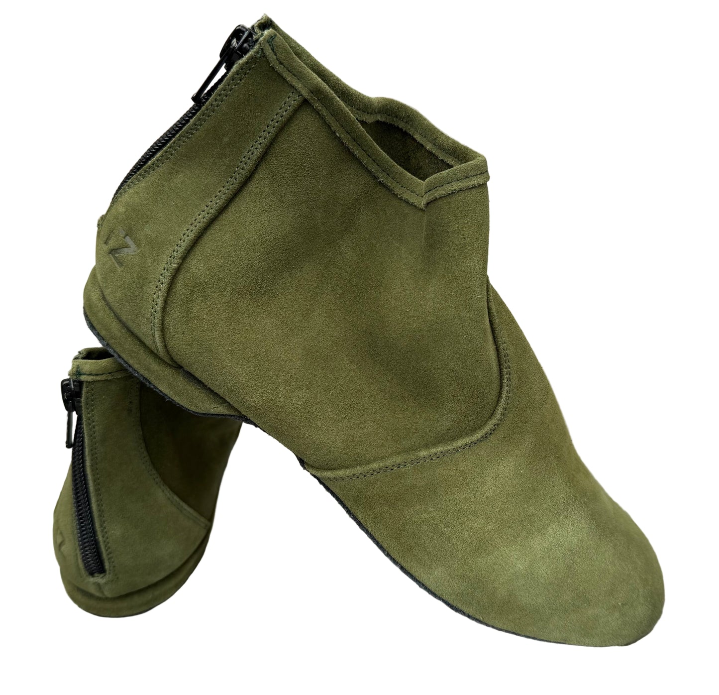Torri Zzaoui Dance Suede Bootie Forrest Green