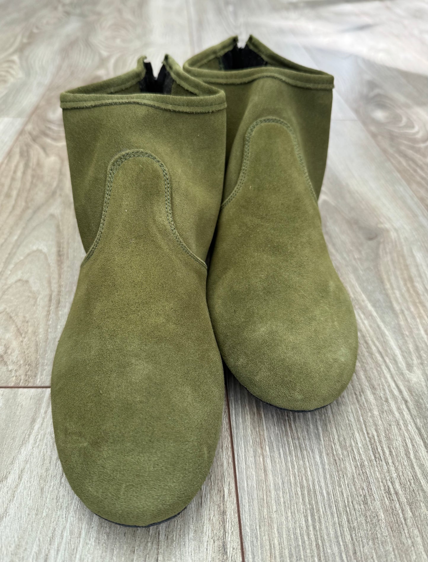 Torri Zzaoui Dance Suede Bootie Forrest Green