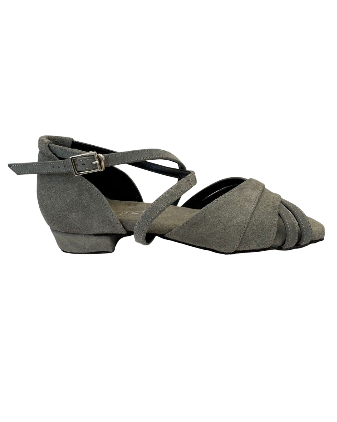 Lena Low heel Neutral Grey Suede Dance Sandal