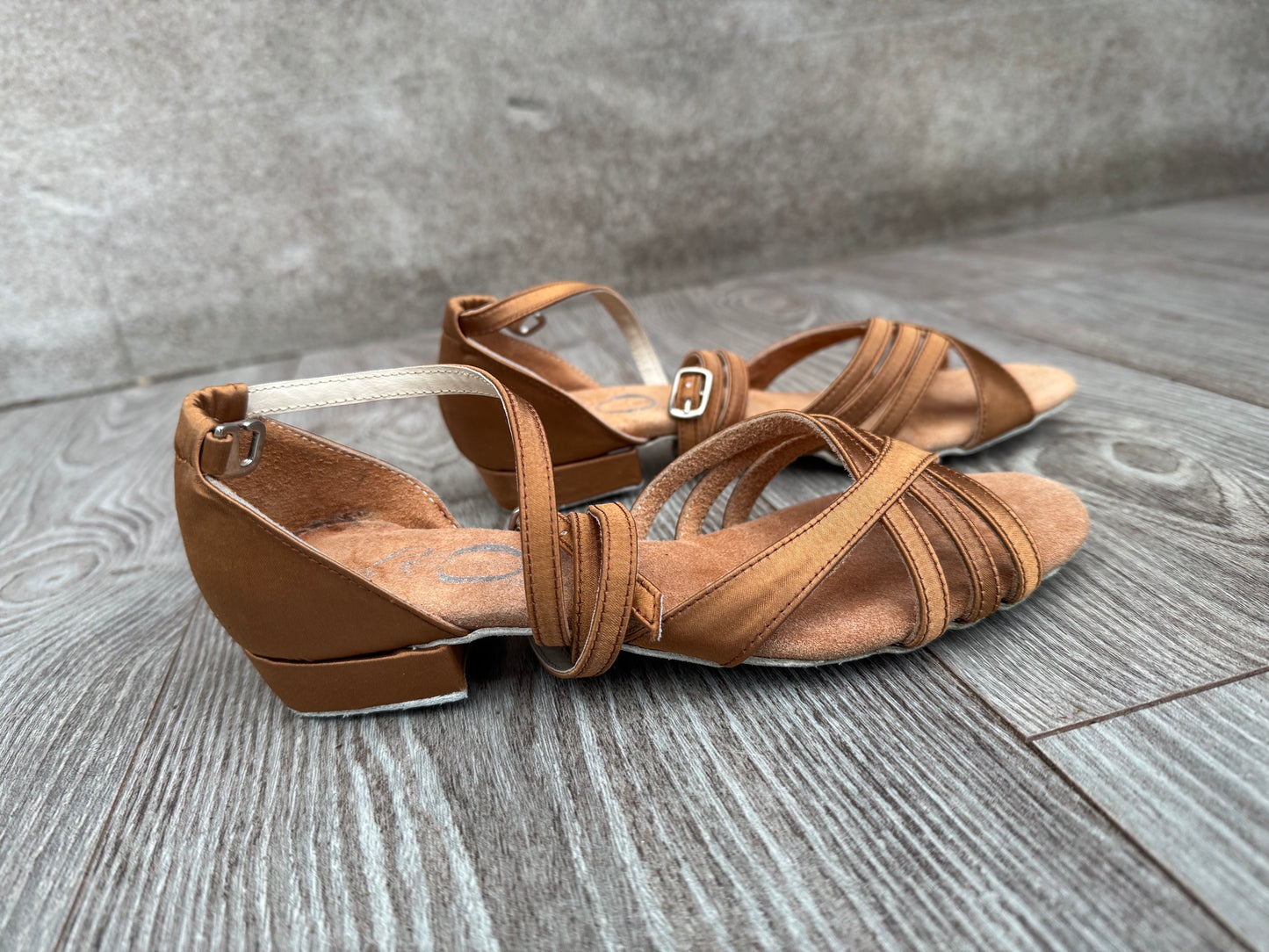 SALE Leo Dance Tan Satin Sandal with Low Heel