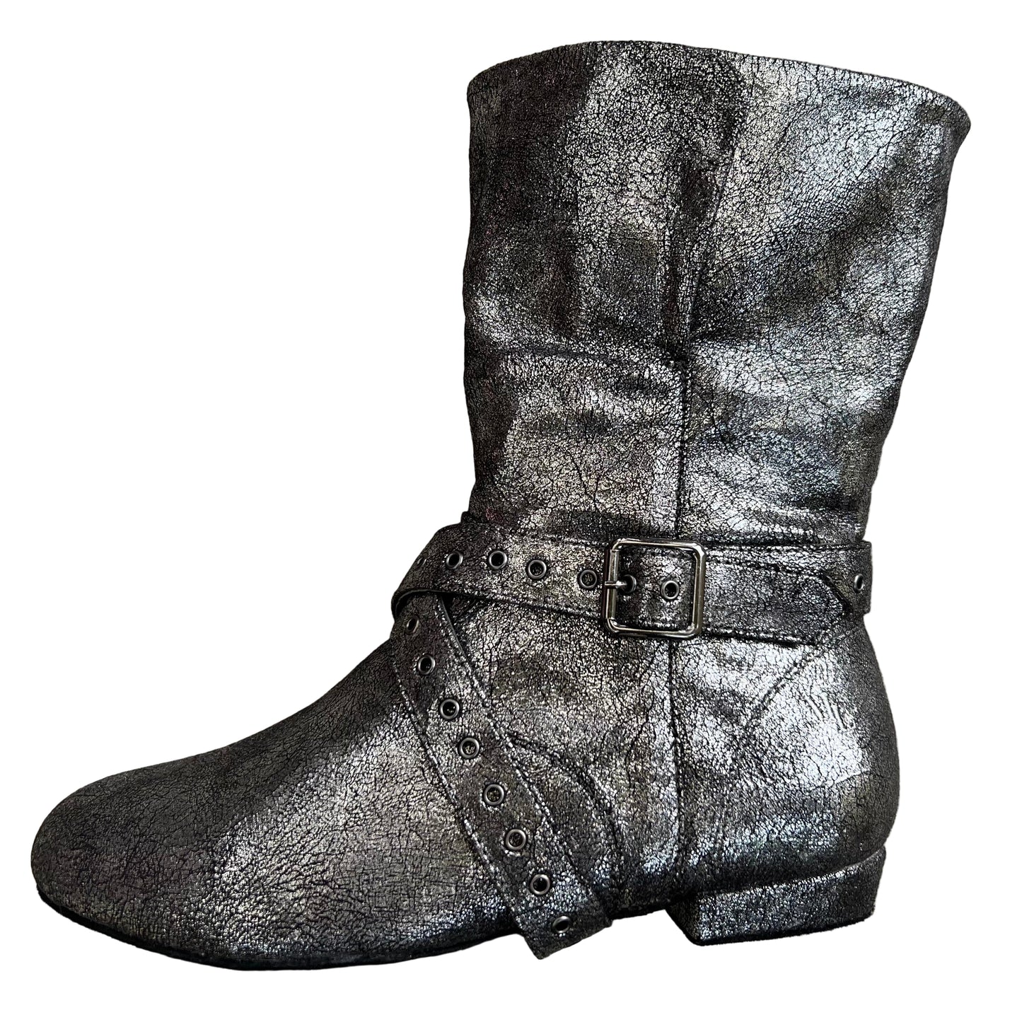 Tinker Bell Boot Silver on Black Micro Suede