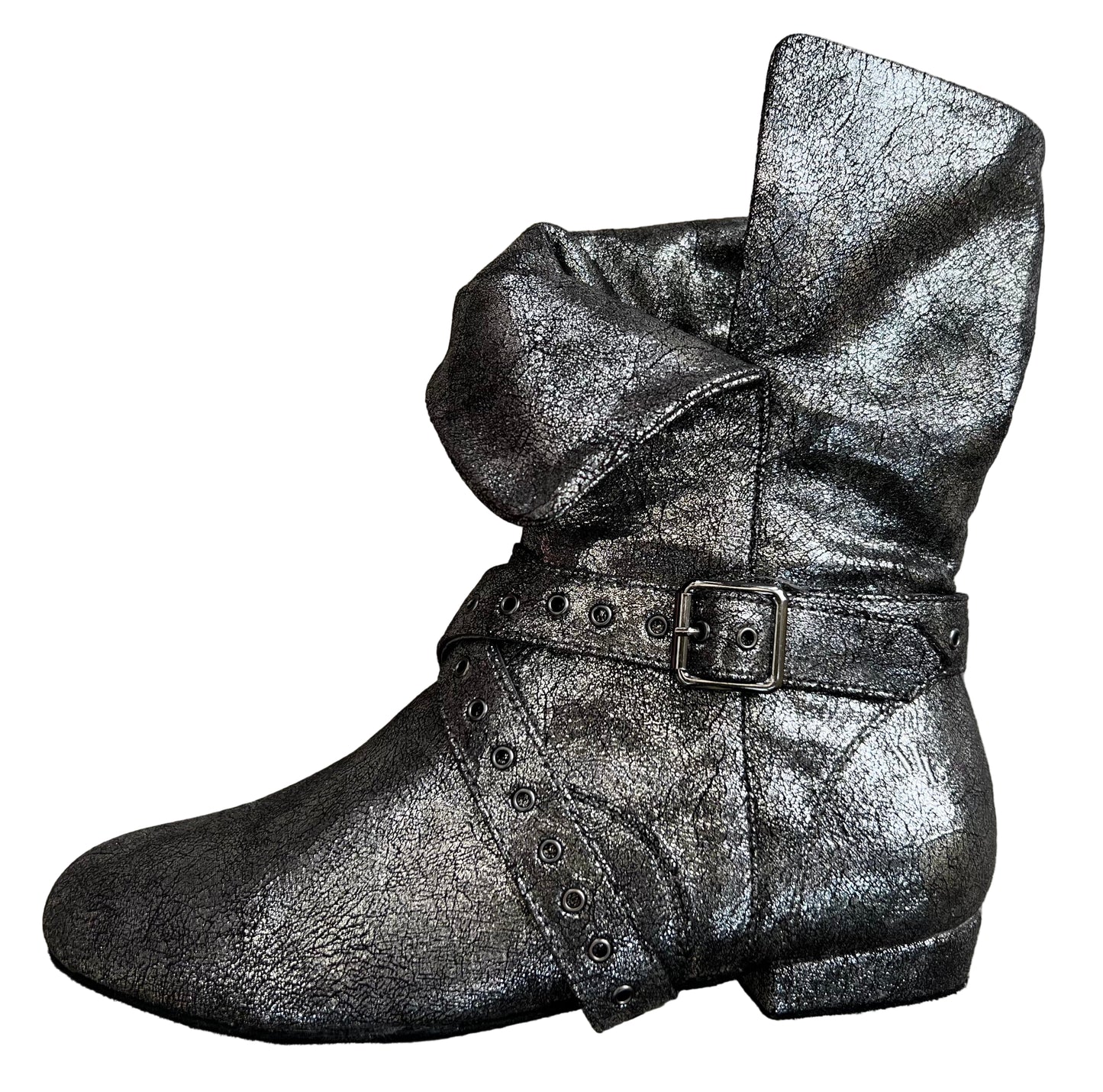 Tinker Bell Boot Silver on Black Micro Suede