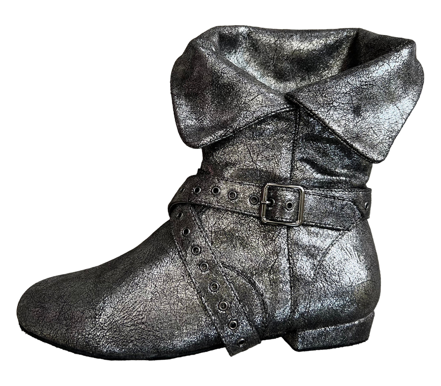 Tinker Bell Boot Silver on Black Micro Suede