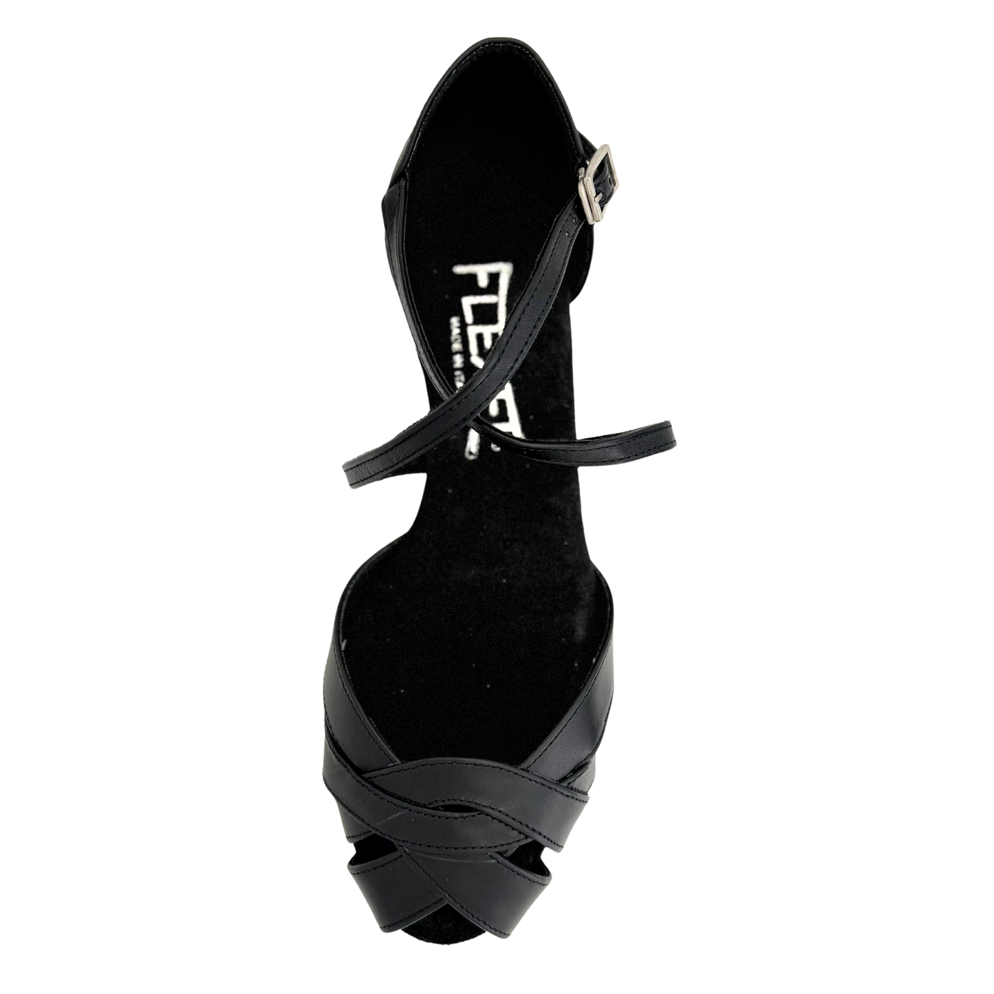 Flexee Brand Wrap Star Dance Sandal- Black Italian Smooth Leather with Suede Sole
