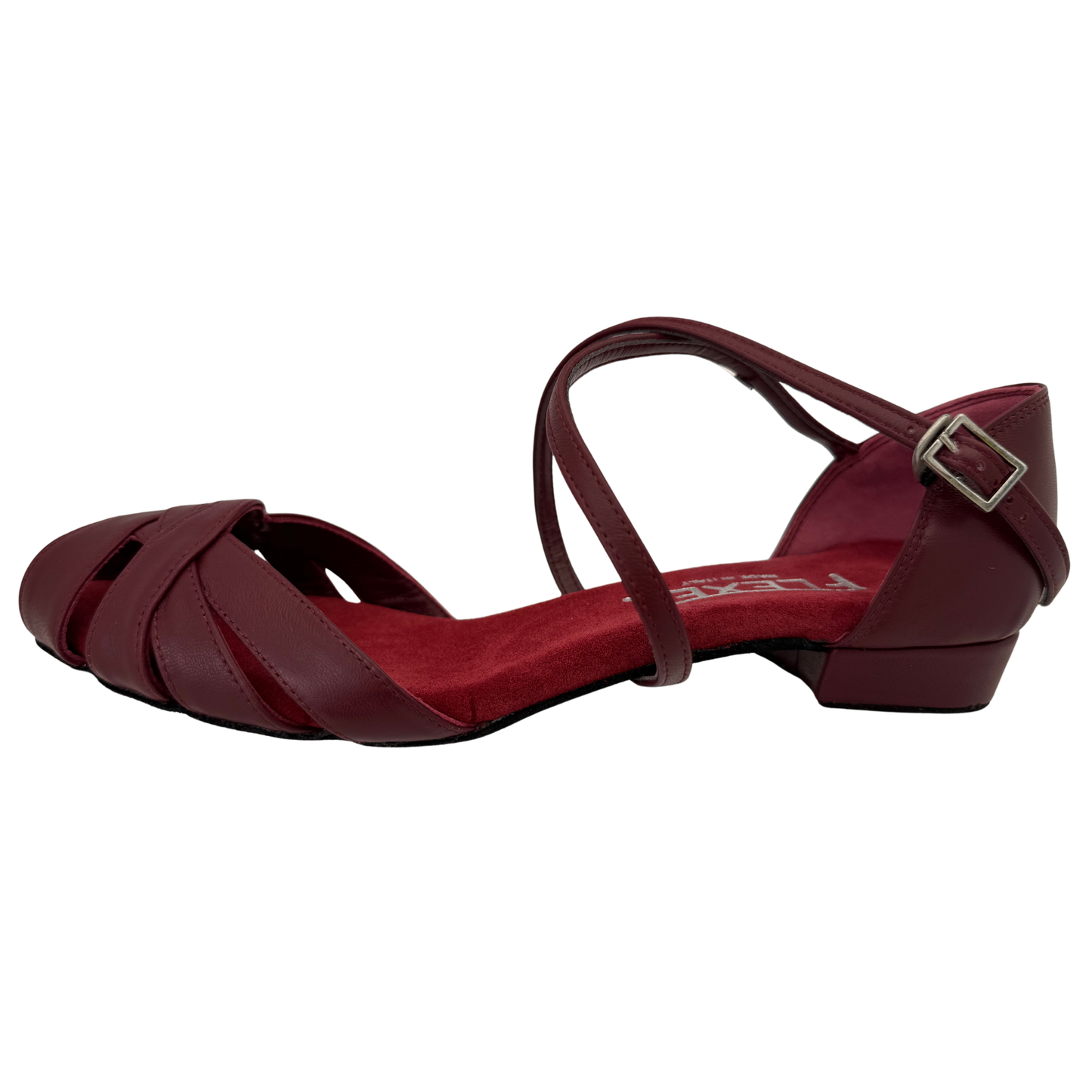 Flexee Brand Wrap Star Dance Sandal - Wine Italian Smooth Leather with Suede Sole