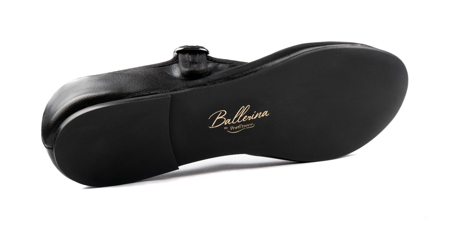 Black Soft Leather PortDance Indoor & Outdoor Ballerina Flat