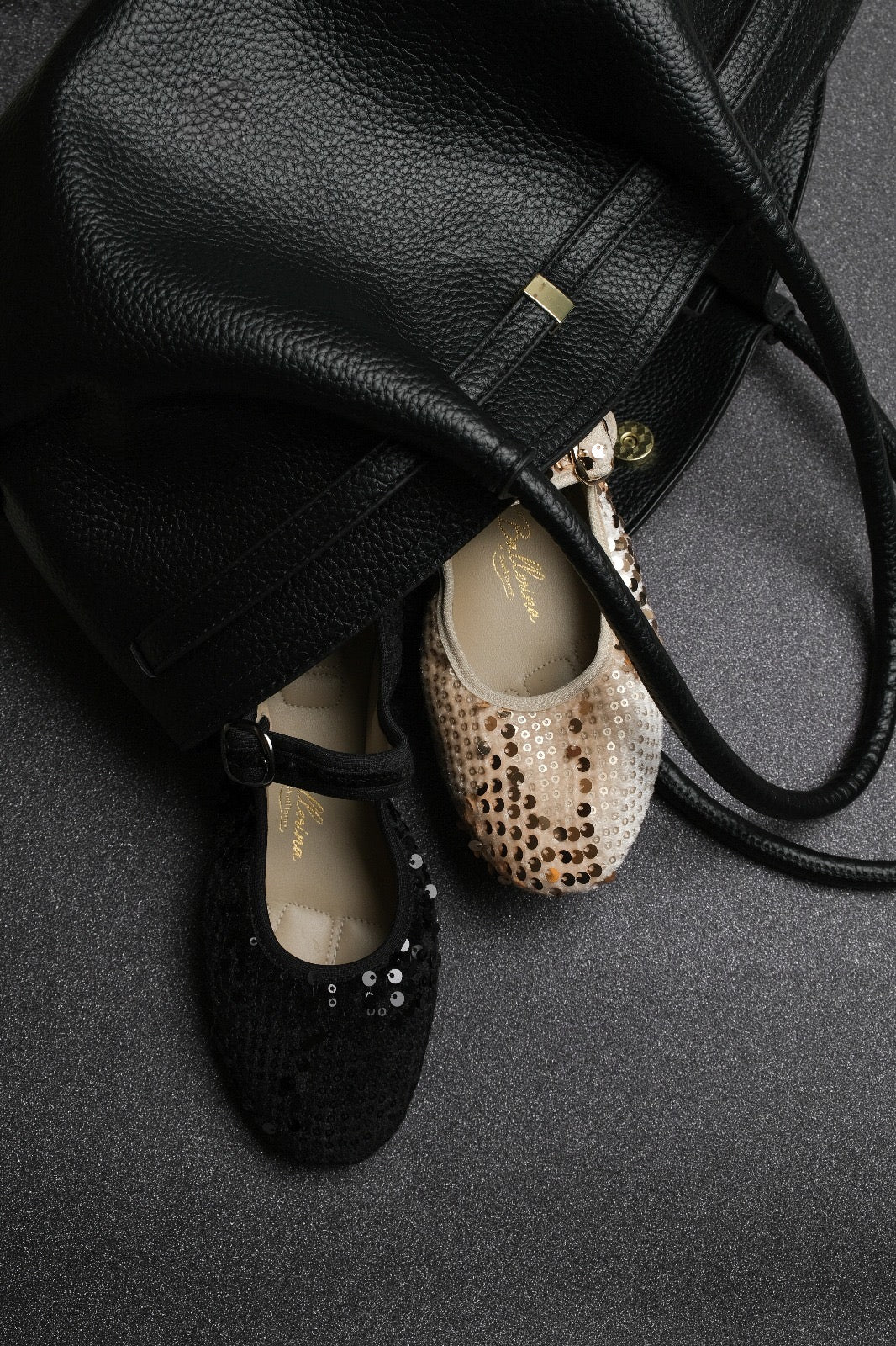 Black Soft Leather PortDance Indoor & Outdoor Ballerina Flat