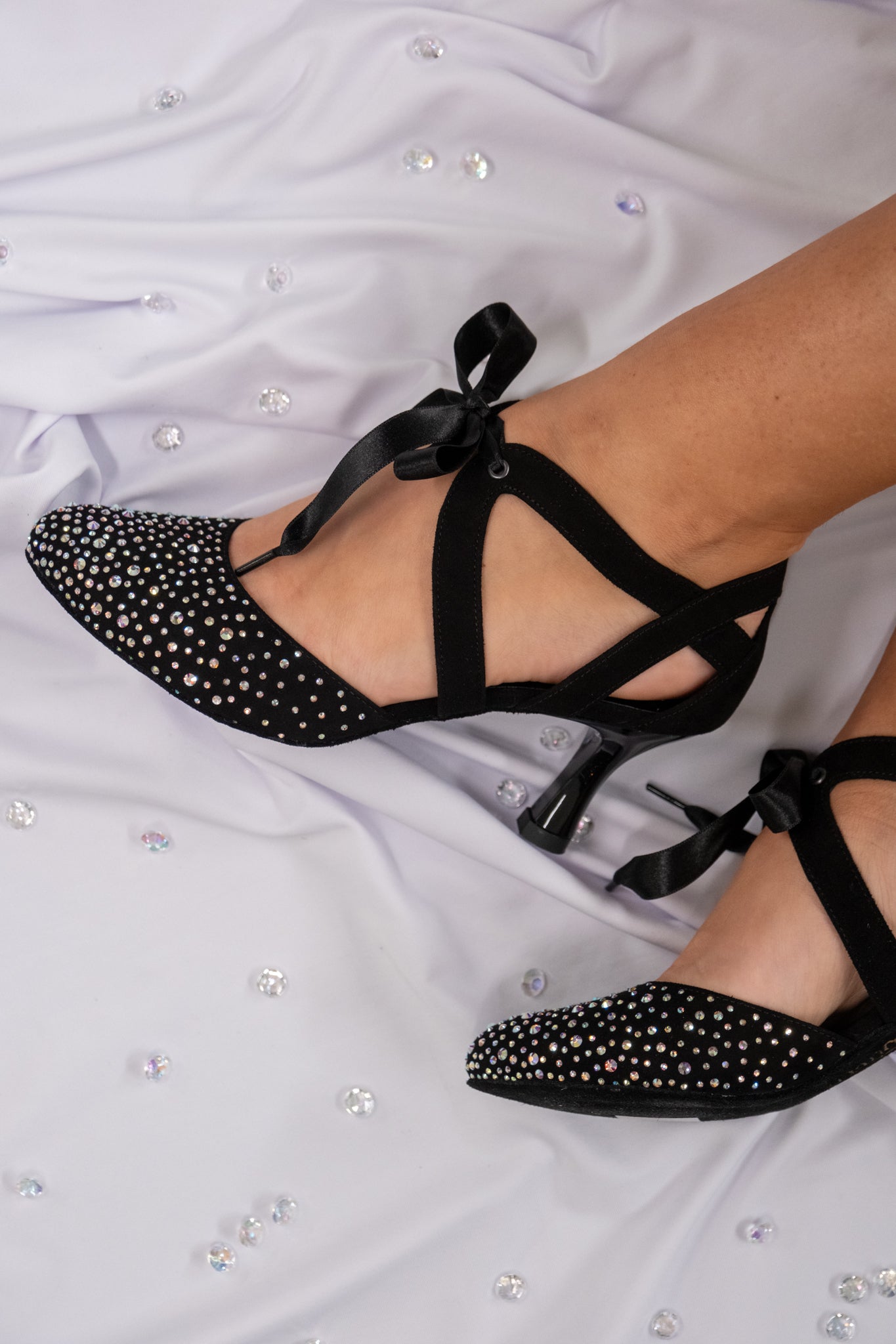 PortDance  - PD ALICE Black Nubuck & Crystals – Heel 55