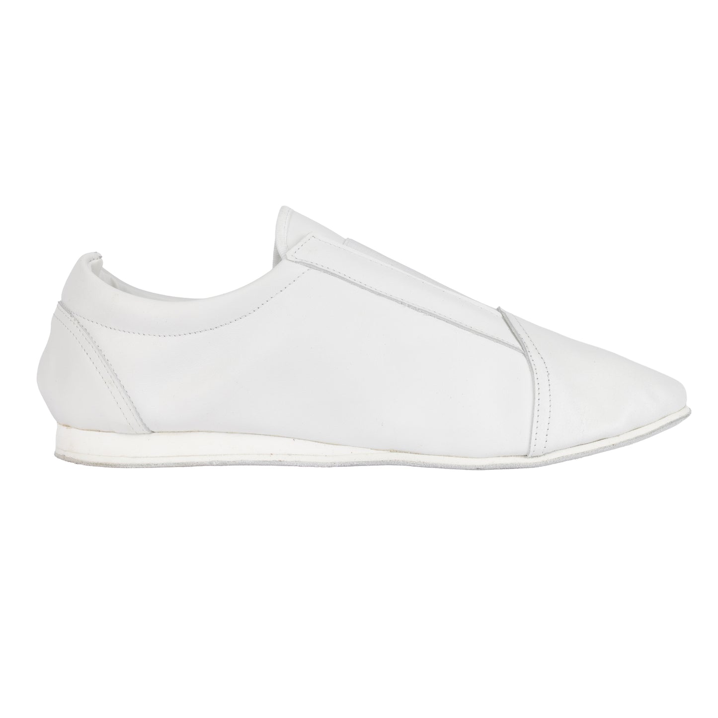 Flexee Unisex White Leather Elastic Slip On