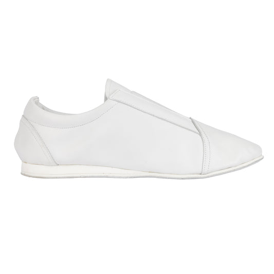 Flexee Unisex White Leather Elastic Slip On