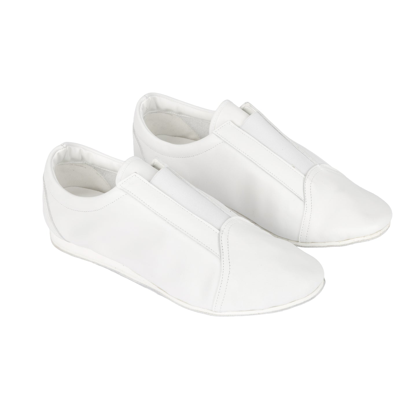 Flexee Unisex White Leather Elastic Slip On