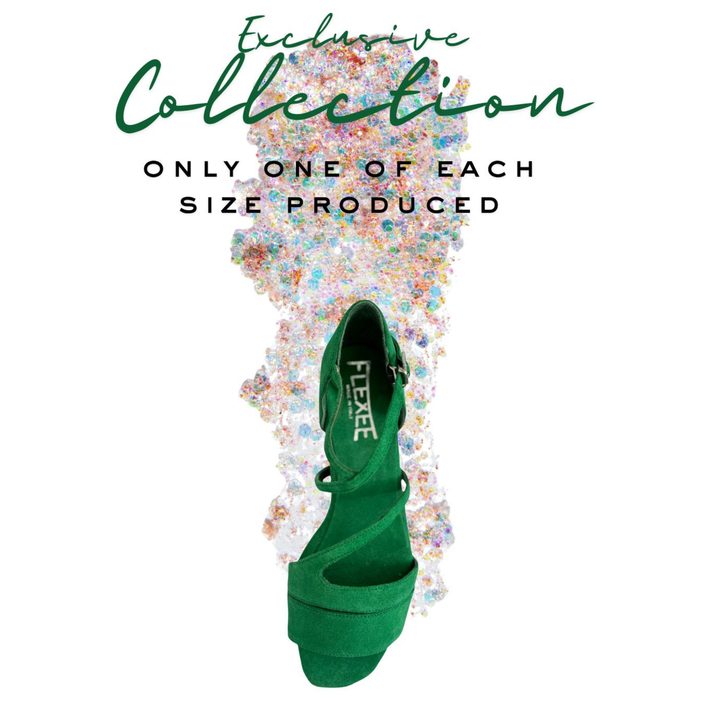 Flexee Brand - Exclusive Collection Jewel Dance Sandal - Emerald Italian Leather Suede Sole
