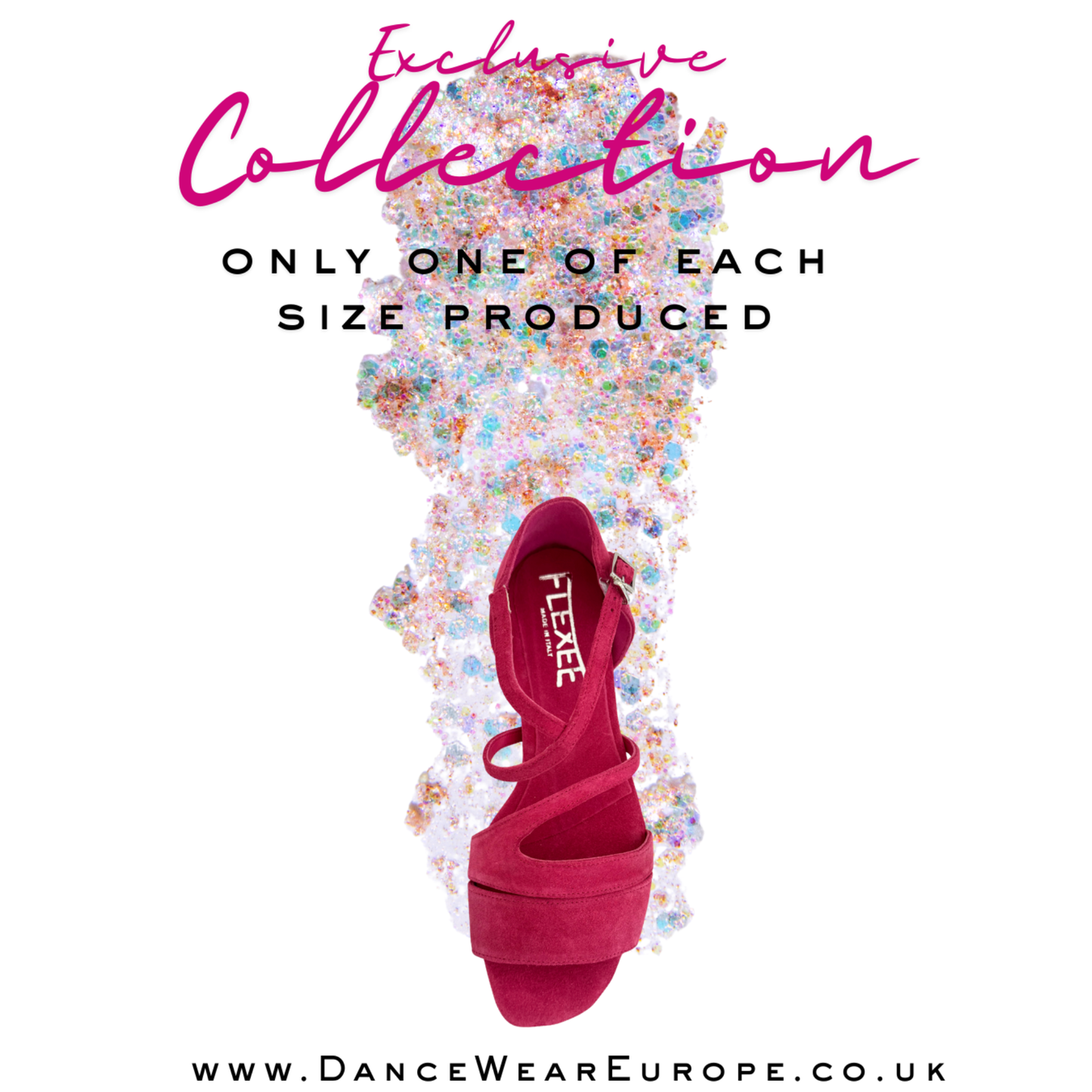 Flexee Brand - Exclusive Collection Jewel Dance Sandal - Fuchsia Italian Leather Suede Sole