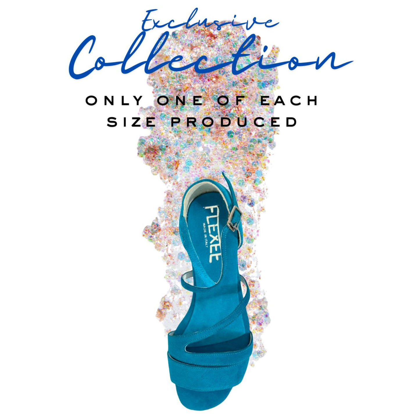 Flexee Brand - Exclusive Collection Jewel Dance Sandal - Turquoise Italian Leather Suede Sole