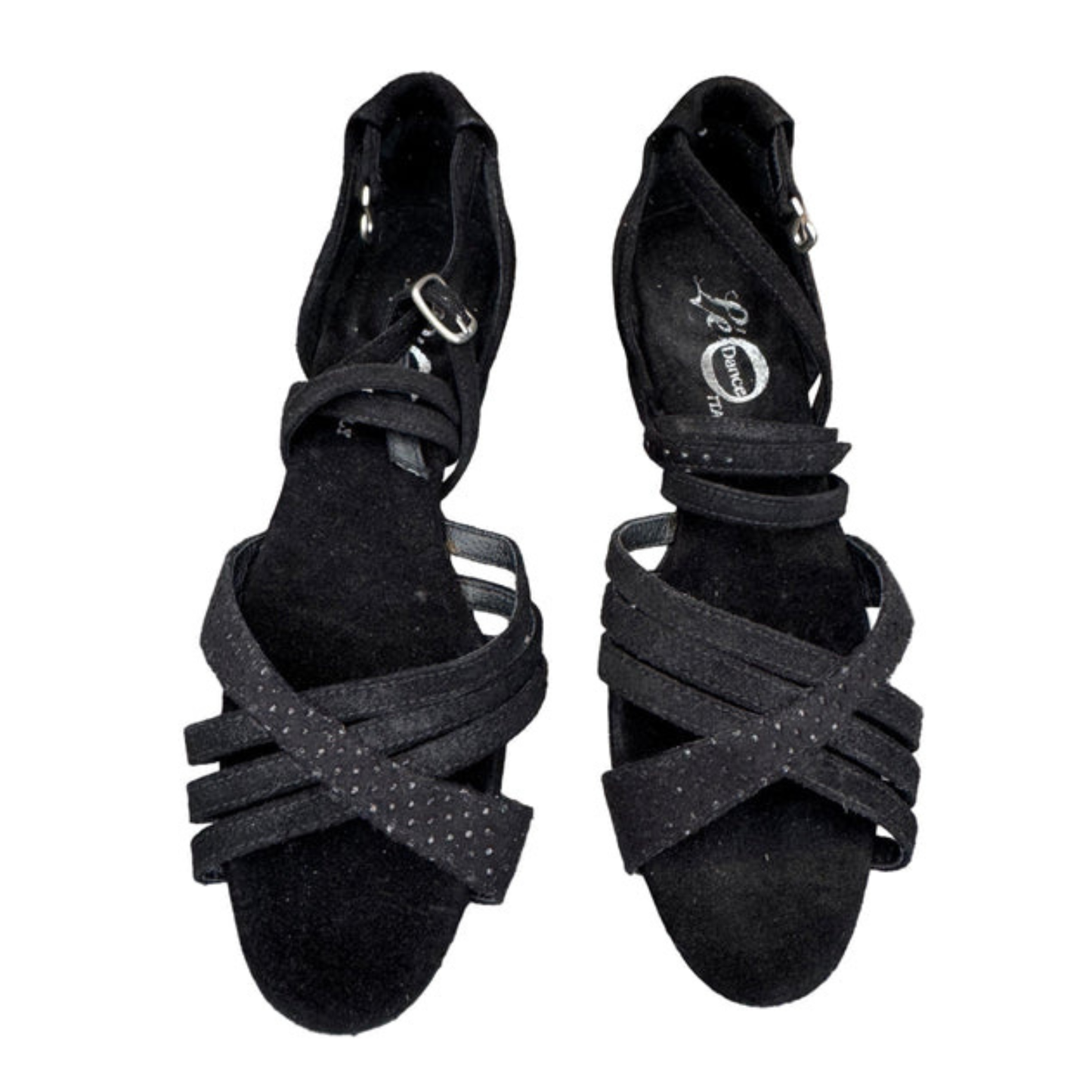 FINAL SALE (SAMPLE) Leo Dance Textured Strap Black Suede Sandal