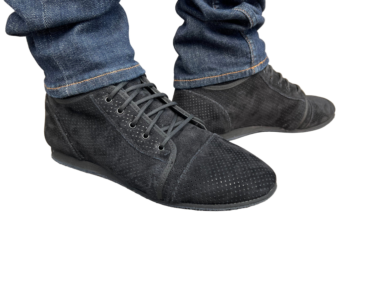 Flexee Light Black Leather Perforated Dance Trainer