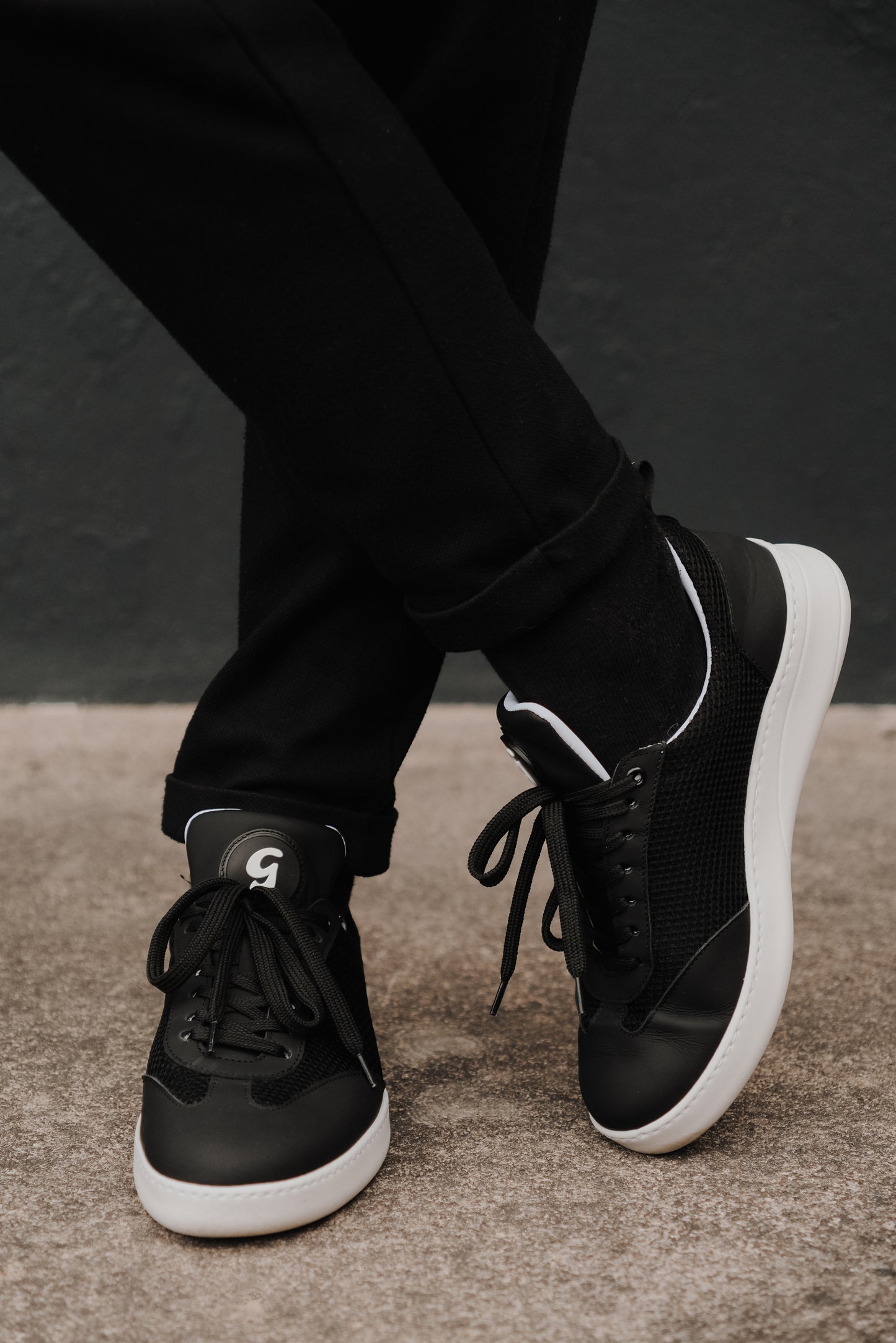 Portdance PD GR OPORTO Black Leather/Mesh Dance Sneaker- Groovies